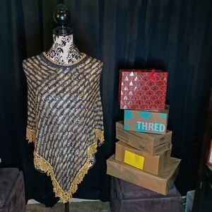Gold and Black Knit Poncho